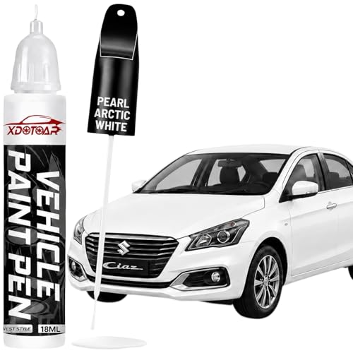 Image of XDOTOAR Car Touch Up Paint Pen for Maruti Suzuki Ciaz Pearl Arctic White (ZHJ) | Factory Color Matched 2K Paint Technology | Car Scratch Remover & Paint Chip Repair | Quick Dry Formula | Rust Protection | 18ml