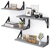 YGEOMER Floating Shelves for Wall, Different Sizes Gray Wall Shelves for Living Room, Bathroom, Bedroom, Kitchen, Home Decor (Set of 4)
