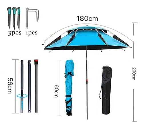 Sonnenschirm Strand Ø 160cm mit Bodenhülse,360° Schwenk Faltbar Strandschirm,Strandschirm mit Winddichtem Einsatz und Tragetasche,Sonnenschutz uv 50 mit Erdspieß,für Balkon,Garten,Terrasse,Strand