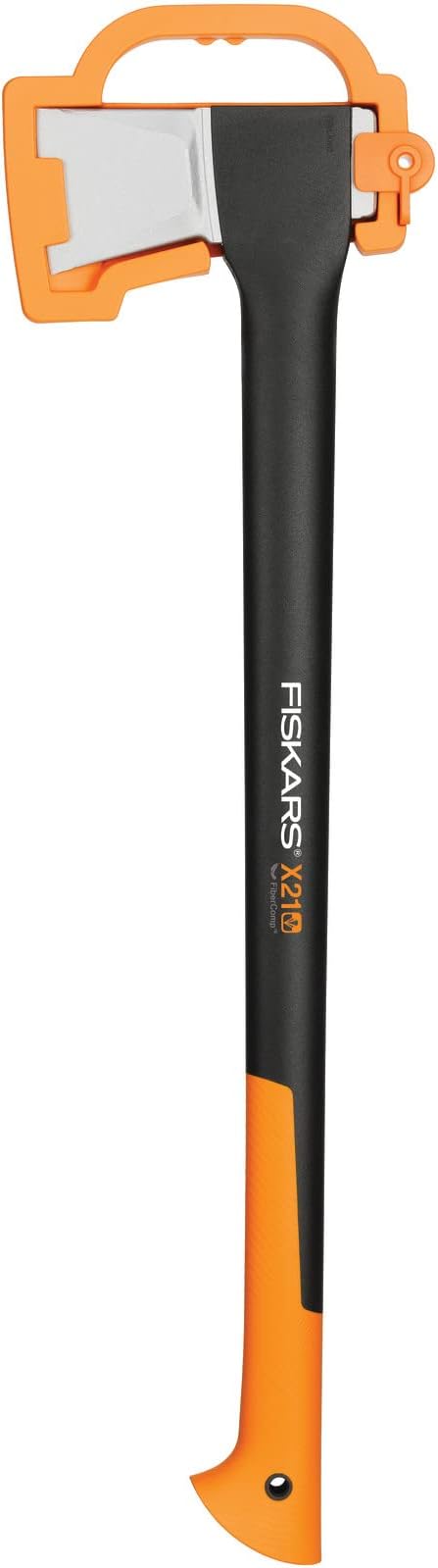 Splitting Axe L X21, 1.6 kg, Incl. Storage and Transport Case, Length: 71 cm, Non-stick Steel Blade Coating, Resistant Fiberglass Handle, Black/Orange, 1015642