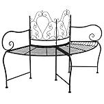 vidaXL Steel Tree Bench in Black - Durable Outdoor Seating - Elegant Design, Spacious, Ideal for Patio, Yard and Garden