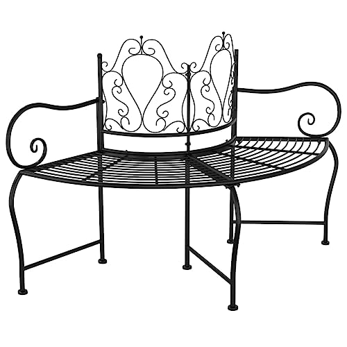 Banc tour d arbre 150 cm Noir Acier