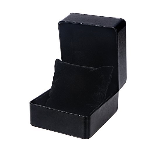 NICERIO Caja de Reloj Organizador de Titular PU Caja de Almacenamiento de Joyas Joyas Pulsera de Almacenamiento Caja Rejilla (Negro Puro) Cover