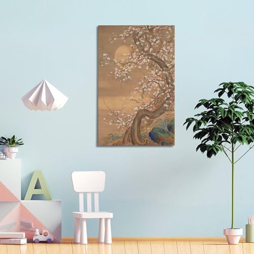Poster abstrait japonais poétique : évadez-vous sous les fleurs de prunier en toile - 4
