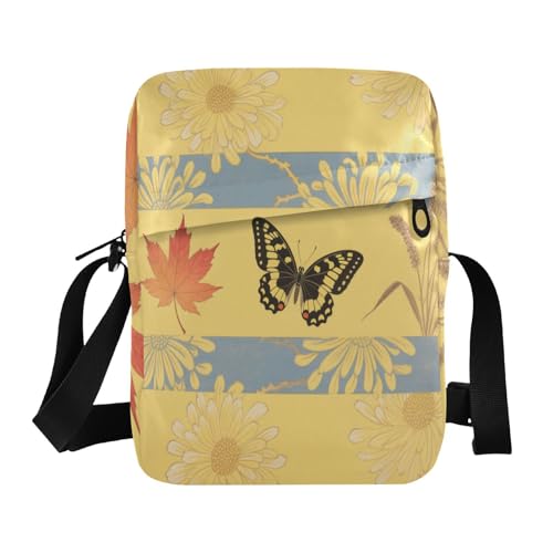 small messenger bag for women Crossbody Small Bags For Women Casual Womens Purse Adjustable Strap for Outdoor Daily Outdoor Daily- Japanese Yellow Butterfly