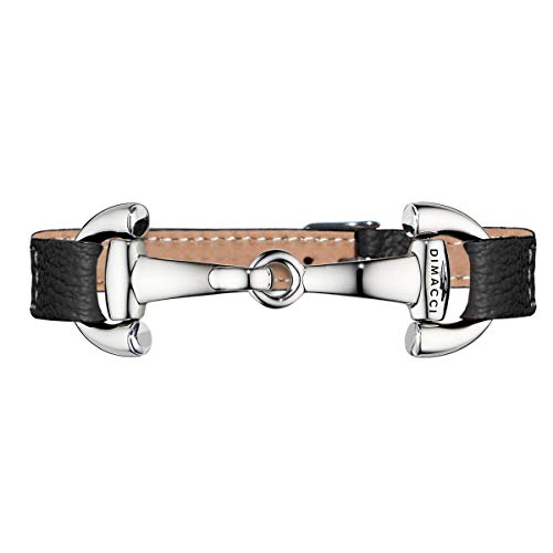 DIMACCI Snaffle Bracelet ALBA PUR (Black, Silver-Plated Stainless Steel) Engraved
