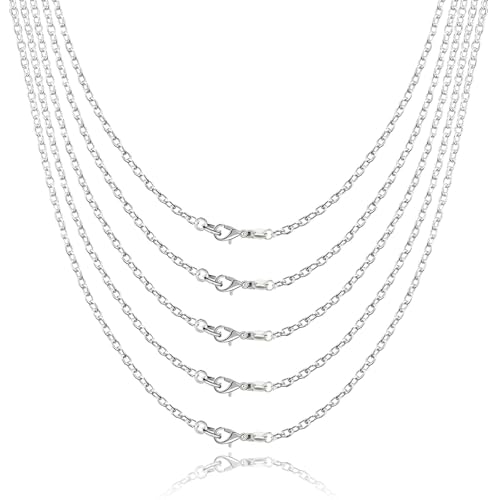 Confezione da 26 catene per collane, collane in argento 925 con chiusure a moschettone per gioielli fai da te, collane, bracciali, 45 cm