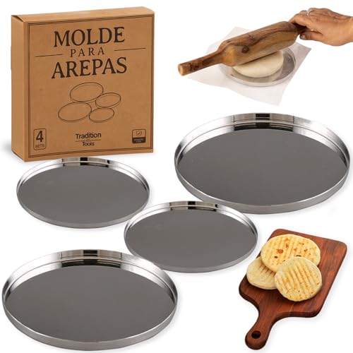 TraditionTools Stainless Steel Arepa Mold Kit with Gift Box - Double Sizes (5.9