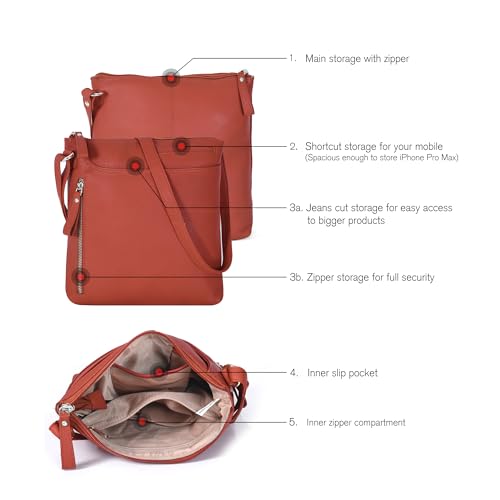 Image of Leather Crossbody Bags for Women - Ladies Sling Handbags - Medium Cross body Purses Handbags - Purses For Women