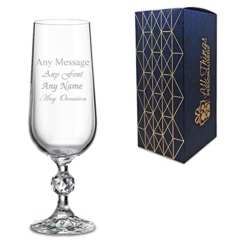 Personalised Engraved Crystal Champagne Flute Birthday Bridesmaid Godmother Gift Cover