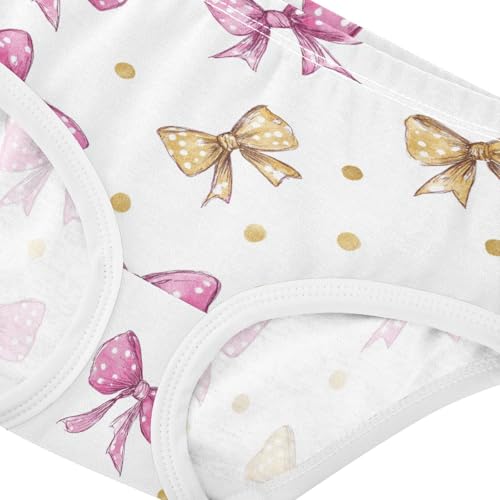 Wusikd Pink Gold Bows Polka Dot Girls' Underwear Cotton Girls Briefs Soft Toddler Underwear 2T4