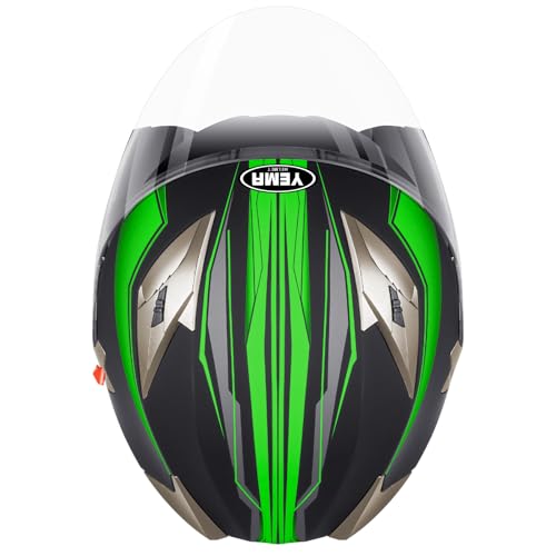 YEMA Open Face Motorcycle Helmet, DOT Approved 3/4 Moped Helmets with Dual Visor Quick Release Buckle for Adults - Scooter/Street Bike (ST-Green, Large) by YEMA - Used condition - Image 6