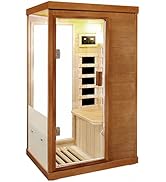 HOSAUNA Infrared Sauna,Double -Layer Canadian Hemlock Wood Build Infrared Saunas for Home,Low EMF...