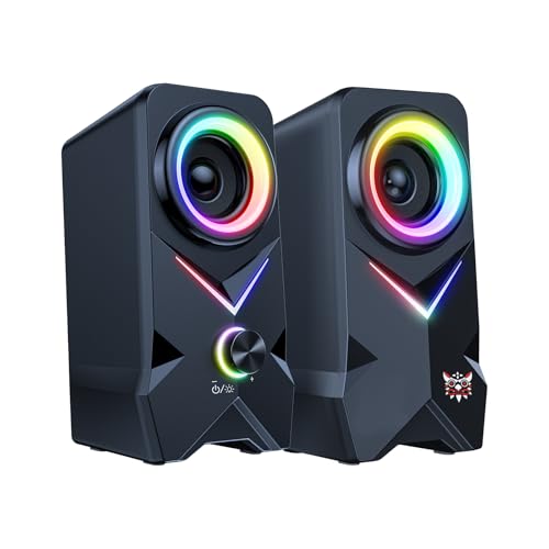 NOOTRY Computer Speakers, RGB Gaming Speakers with RGB Baclit for PC, Desktop, Laptop,Tablet, Phone, Bluetooth, USB Powered Compact Speaker, 10W Dual Blanced Drivers, Knob Control