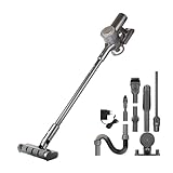 Genius Invictus QV7 Pro Akku-Staubsauger 550W 17-TLG. Kabellos, bis zu 60 Min. Laufzeit, Staubsauger mit LED-Display & LED-Fugendüse, Wandladestation, beutellos für Hartböden Teppiche Tierhaare Auto