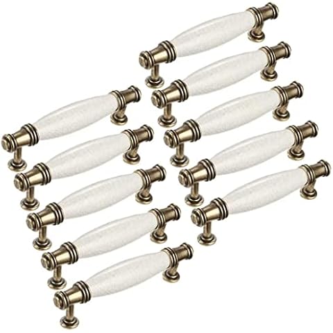 Banggo Juego de 10 tiradores de puerta curvados para puerta de cocina, armario, cajón, dormitorio, muebles, cerámica y aleación de zinc Cover