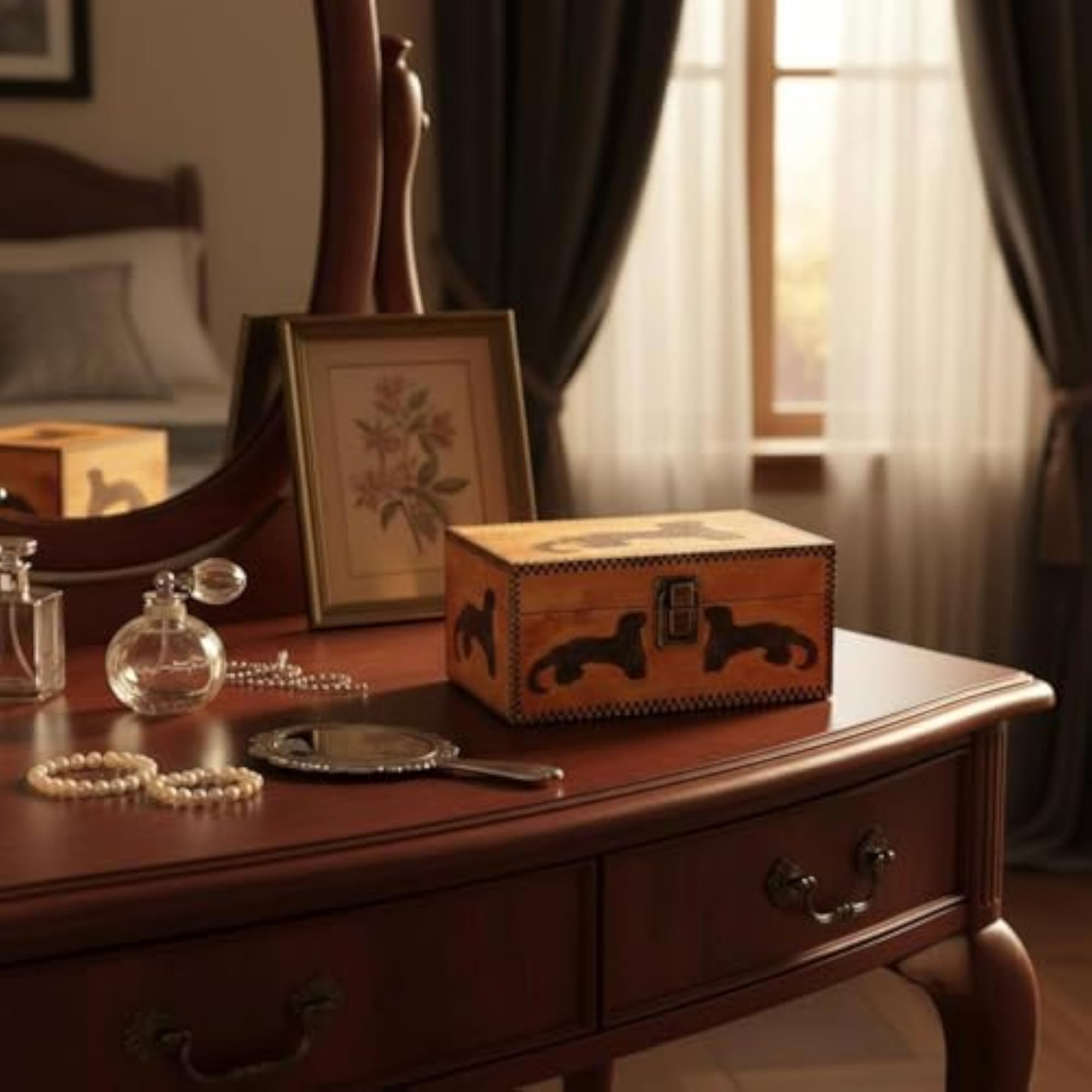 Vintage Dustproof Wooden Storage Chest for Trinkets