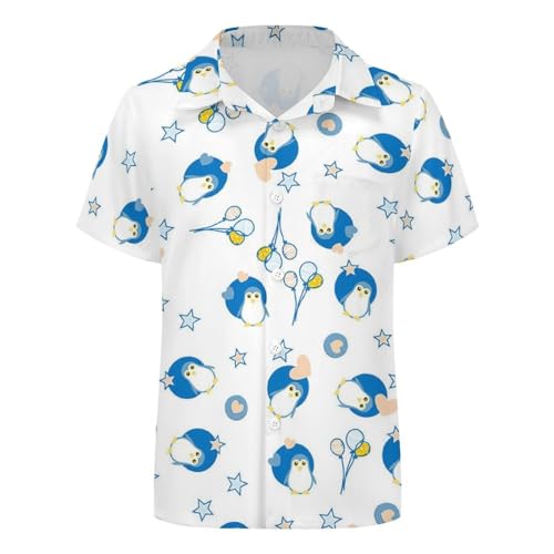 Boys Penguin Hawaiian Shirt Short Sleeve Casual Button Down Shirts Cute Summer Beach Shirts Tops for Kids Teens4