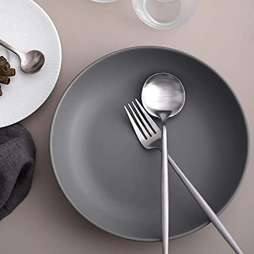 Y Yhy Pasta Bowls Set Of 6, Large Salad Serving Bowls, Porcelain Soup Bowls 30 Ounces, Wide And Flat, Microwave Dishwasher Safe, Matte Grey #TOP6