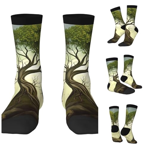 LZQPOEAS Trees Athletic Socks Unisex Cushioned Crew Socks Hiking Running Calf Sock Soft Above Ankle Sock