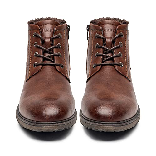 Amapo Men's Snow Boots, Ankle Mid-Top Dress Boots For Men, Desert Men Boots Lace-Up Side Zipper(A22701S-Brn-43) #TOP3