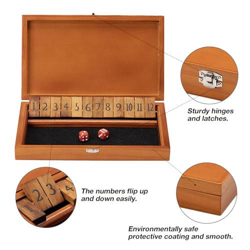Shut The Box juego de mesa de madera con 4 dados miniatura 2