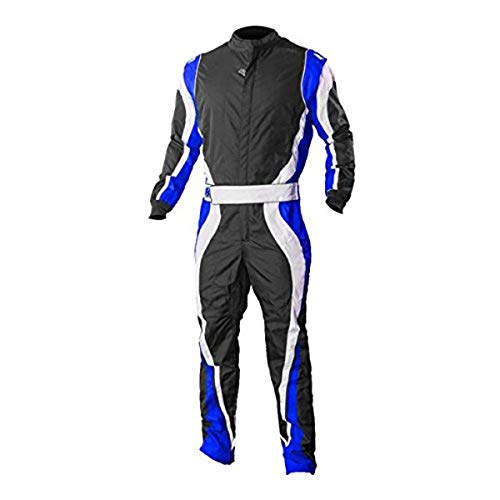 K1 Race Gear Speed 1 CIK/FIA Level 2 Approved Kart Racing Suit (Blue/White/Black, Medium/Large)