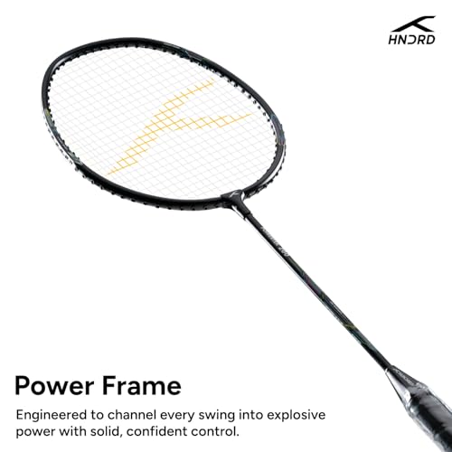 Image of Hundred Powertek 200 Aluminium Badminton Racket Combo, 2 Strung Rackets with 1 Full Cover & 3 Aura Nylon Shuttlecocks, Lightweight Shuttle Bats for Match Play