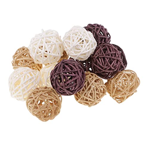 MagiDeal Boules de Rotin en Osier Maison Artisanat Décoratif de de Noël, Multicolore, 15pcs 3cm