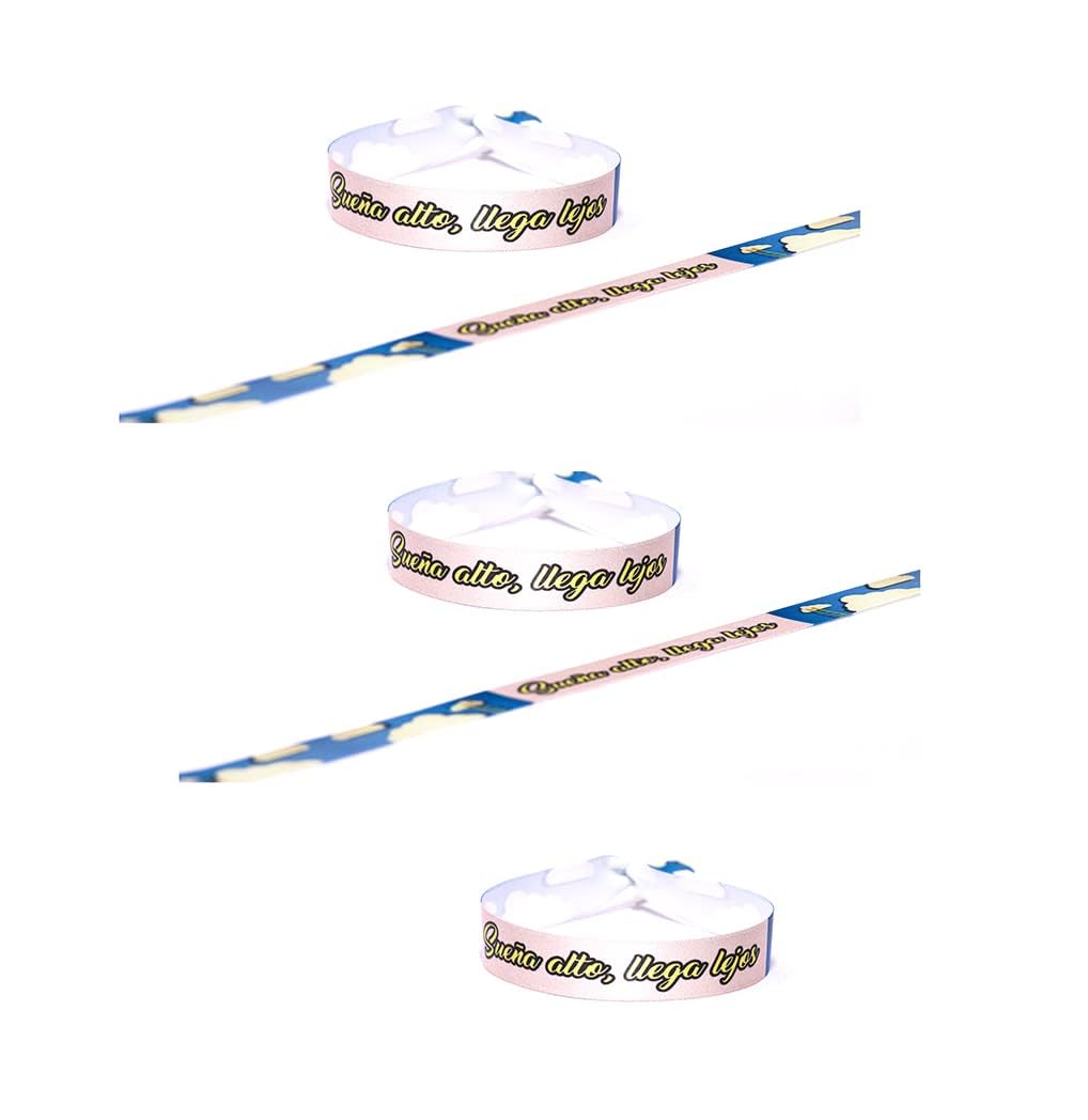 Tarja73, Pulseras de Tela con Mensaje, SUEÑA ALTO VUELA LEJOS, Regalo Original, Pack de 5 unidades