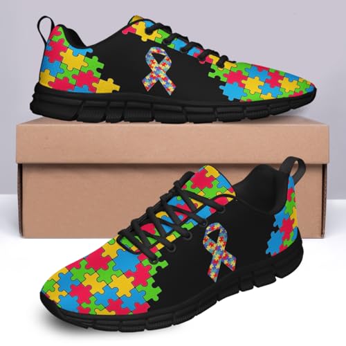 Sonzj-II Autism Shoes Women Men Running Sneakers Autism Awareness Puzzle Print Tennis Walking Gym Shoes Gifts for Mom4