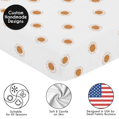 Image of Sweet Jojo Designs Fitted Baby Crib Sheets (White and Orange Boho Sun) for Girls, Infant Nursery, Toddler Room - Standard Size (Bohemian, Celestial, Sky, Desert, Sunshine, Outdoors, Nature)