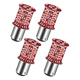 SWPHRT 4PCS 1157 Motorcycle LED Bulb, Bright Flashing Motorbike Backup Reverse Lights Set, Automotive Strobe Blinking Brake Tail Stop Light Bulbs Replacement Accessories, Universal Fit (Red)
