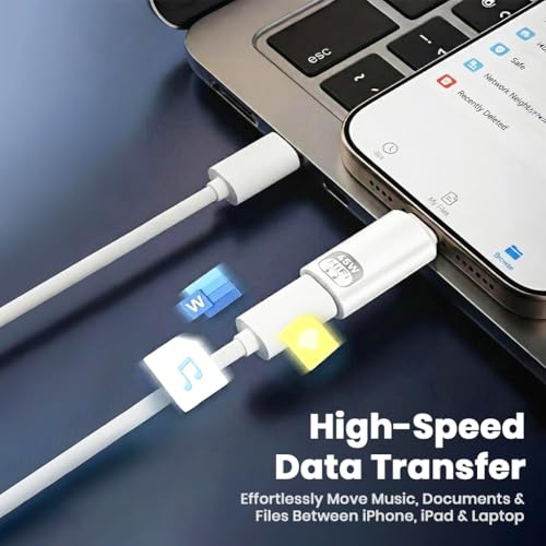 Image of AUDIOCULAR USB-C to Lightning Adapter, 45W PD Fast Charging, Hi-Fi Integrated DAC, Mic Support, Type-C to Lightning Audio Converter for Smartphones & Tablets (White)