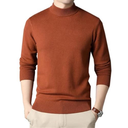 Men Basic Jumpers Pullover Knit Tops for Winter Solid Color Sweater Mock Neck Male Clothing2