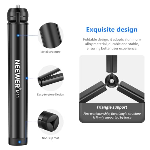 Image of NEEWER Mini Metal Tripod, Table Stand, Desktop Compact Tripod Compatible with Crane M2, Smooth Q2, Gimbal Grip Stabilizer and All Cameras