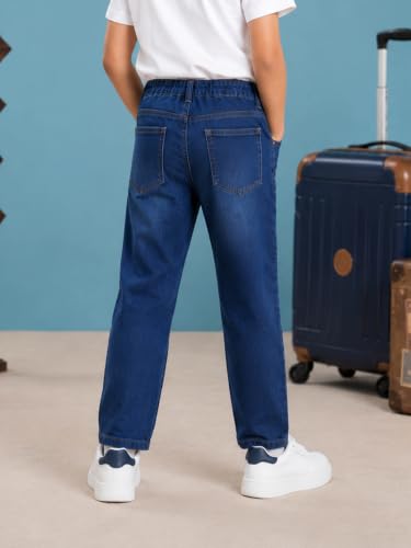 Image of KiddoPanti Boys Regular Fit Denim Pant | Stretch Poly Cotton Denim | Regular Fit Full Length Pant | Back Elasticated & Button with Zip Open Fly