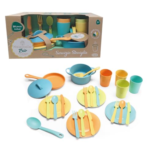 ODS - Maisonelle Bio, Servizio Stoviglie con Pentole, Padelle, Bicchieri e Posate, Giocattolo per Bambini, Età Consigliata +3