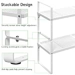 Expandable Storage Shelf, Stackable Organizer Rack, White Large 2 PK - Image 3