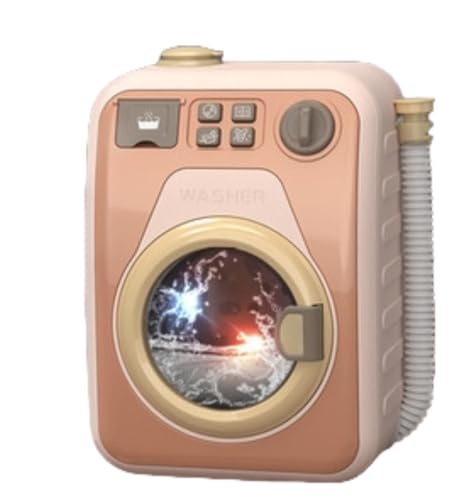 SIzlaho プレイハウス 子供用おもちゃ洗濯機セット 電動ミニ 取り外し可能 水入り ライトとサウンド付き 実践スキル向上 家電モデルおもちゃ 子供の日 誕生日プレゼント 回転ドラム (特別サービス:加水・回転・音と光・排水,オレンジ)