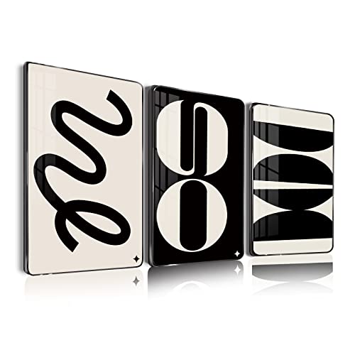 Serimino Framed Wall Art For Living Room Black Minimalist Geometry Lines Abstract Shapes Beige Picture Wall Decor Modern Nordic Artwork For Bedroom Bathroom Prints Paintings For Home Decorations #TOP6