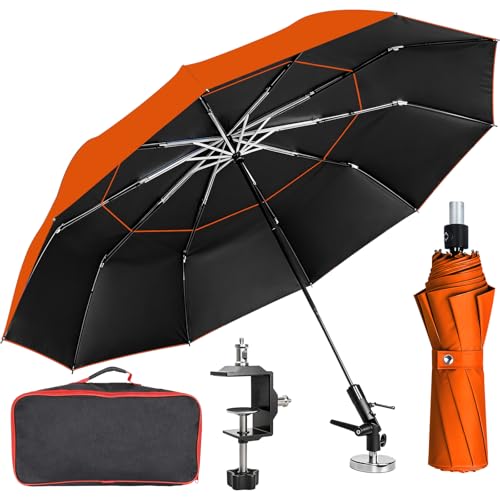 FixOasis 60 Folding HVAC Umbrella with Magnetic Base Universal Clip Included Upgraded Durable Frame Wind-Resistnat Portable Magnetic Umbrella For HVAC and Outdoor Activities 180Adjustable