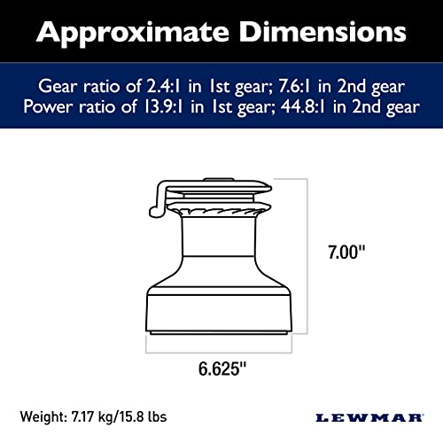 Image of Lewmar 45ST EVO Self Tailing Alloy Winch in Chrome - Two Speed Size 45 Winch, Gear Ratio of 2.8:1 in 1st Gear; 11.2: 1 in 2nd Gear, Measures 8-1 /16 inch Base Diameter and 9-11 /32 inch H, no Tools Required