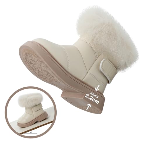 MK MATT KEELY Girl's Snow Boots Warm Fur Lining Non-Slip Ankle Boots Winter PU Leather Waterproof Boots for Toddlers/Little Kid4