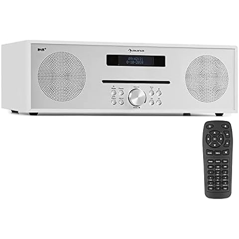 auna Silver Star Radio, DAB Radio mit CD Player zur Wandmontage, DAB+ Radio mit Bluetooth, DAB+/FM Radio,Küchenradio mit LCD Display,MP3 Cover