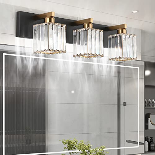 Image of Aipsun Crystal Vanity Light Bathroom Lighting Fixtures 3 Light Modern Vanity Lighting Fixtures (Exclude Bulb)