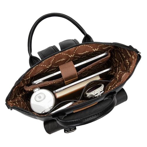 Image of Montana West Wrangler Backpack Purse for Women Medium Convertible Shoulder Bag with Crossbody Strap for Travel Work WG175-9110-1BK