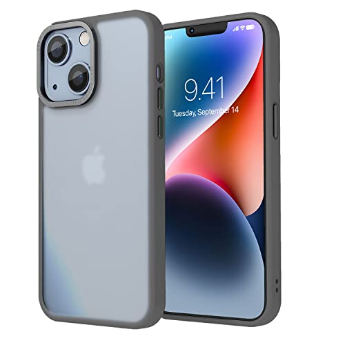 Image of Vaku Luxos Trans Armor for iPhone 14 Plus Cover Case, 6 Feet Drop, Metal Ring Camera Protection, Shockproof, Scratch Resistant, Slim, Compatible with iPhone 14 Plus Back Cover - Grey