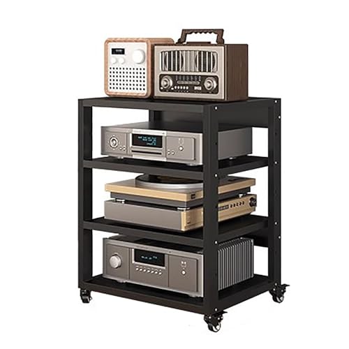 Meuble audio – Support multimédia robuste avec roulettes, tour AV 2 à 5 niveaux pour divertissement à domicile, prend en charge les composants stéréo,...