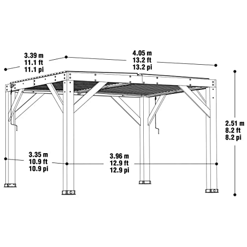 Yardistry 11ft x 13ft (3.4 x 4m) Wooden Louvered Pergola with Aluminium Roof 100% FSC certified premium wood